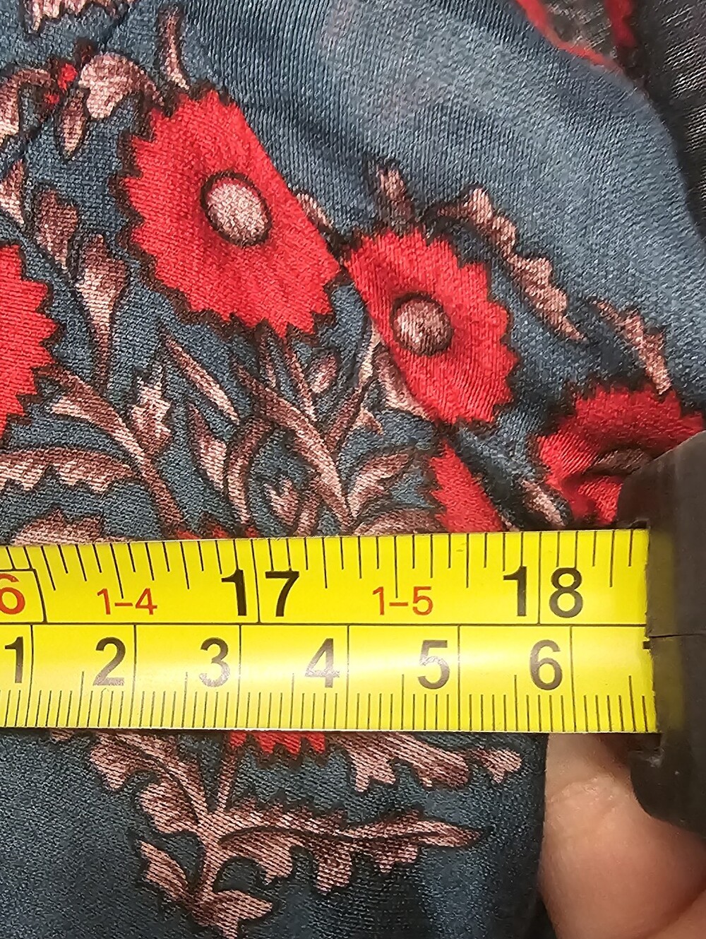 Vintage Teal Red Floral Satin Boho Maxi Dress Mandarin Collar Cottagecore - Picture 12 of 14